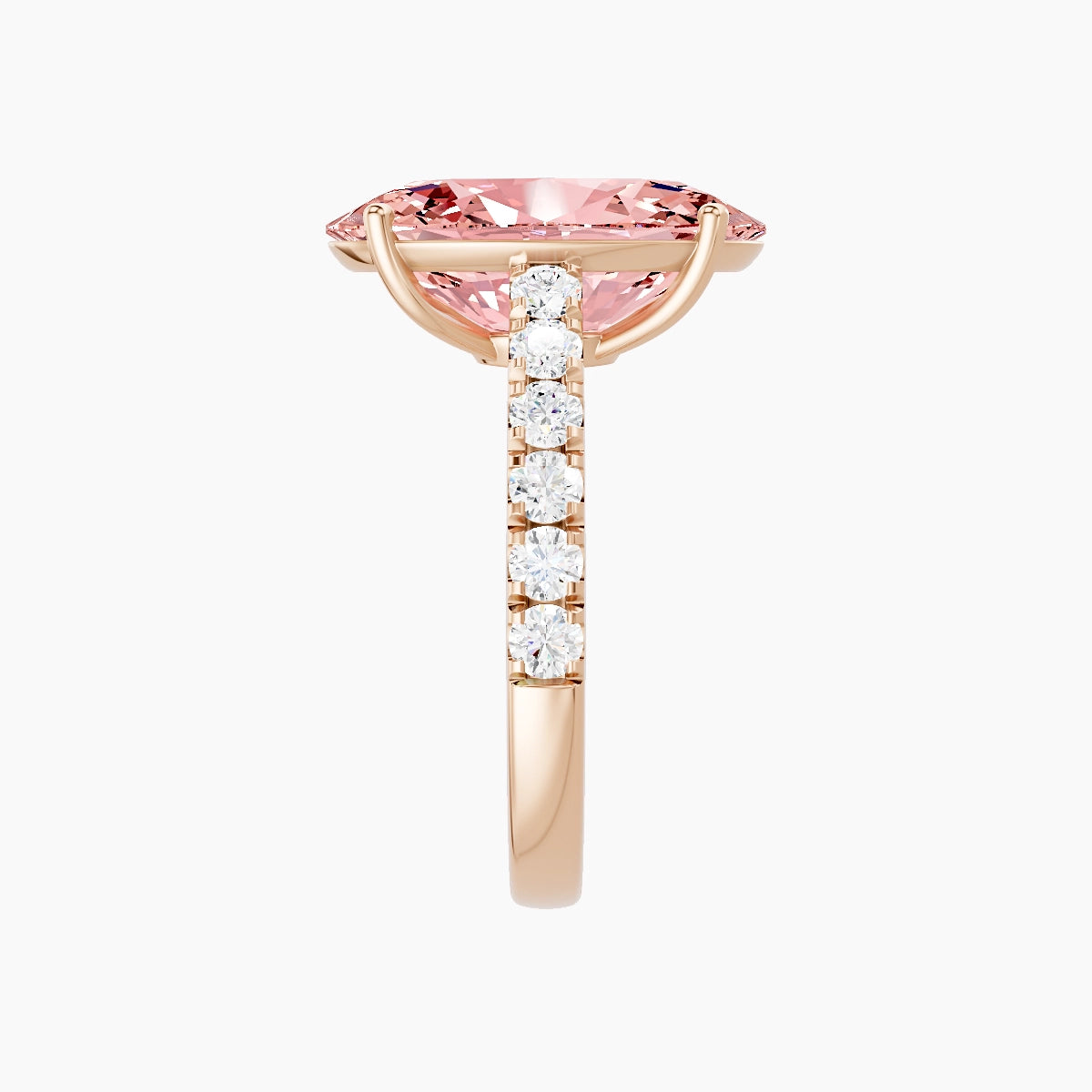 Straight Shank | 18k Rose Gold 5 ct Oval Pink Lab Diamond Ring
