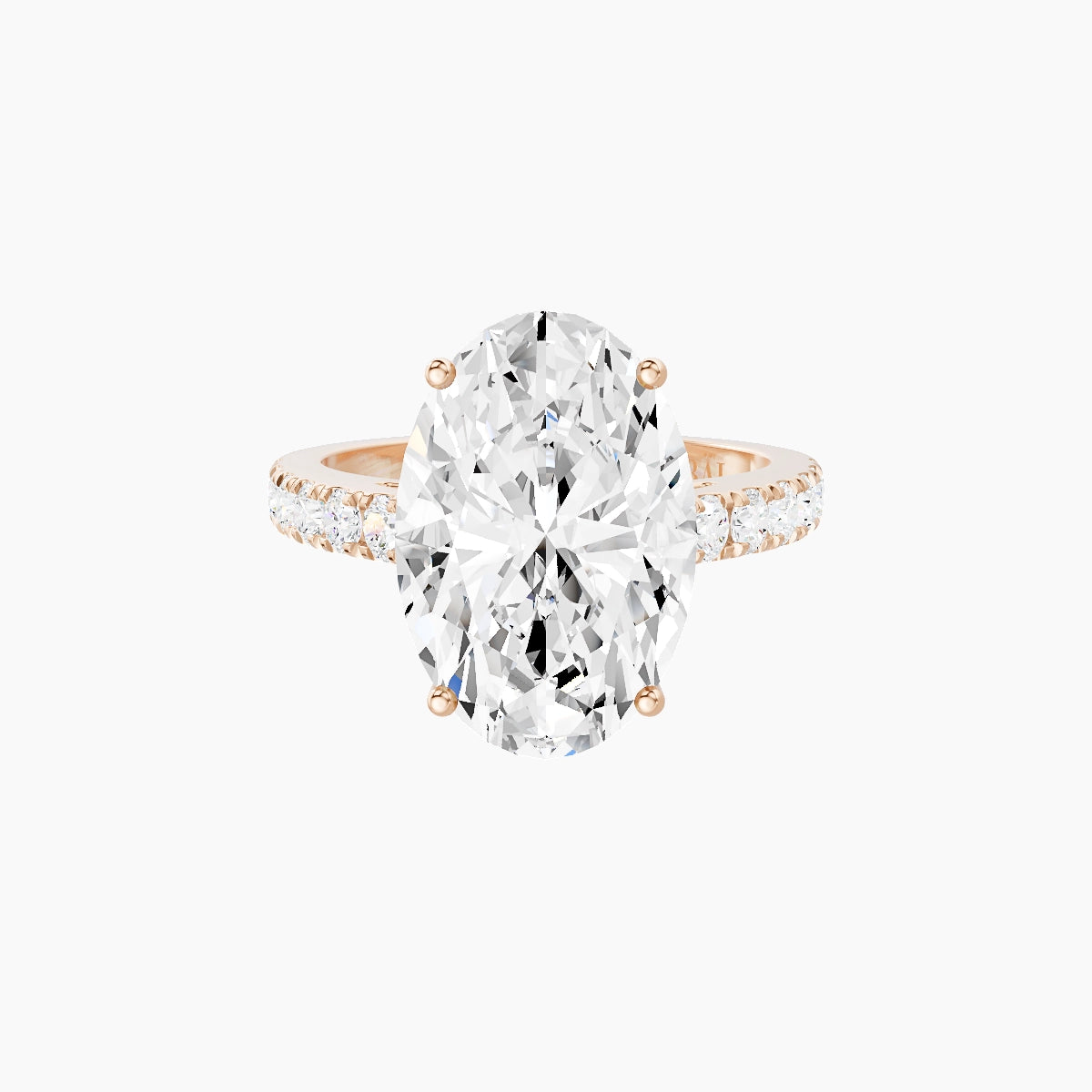 Straight Shank | 18k Rose Gold 5 ct Oval White Lab Diamond Ring