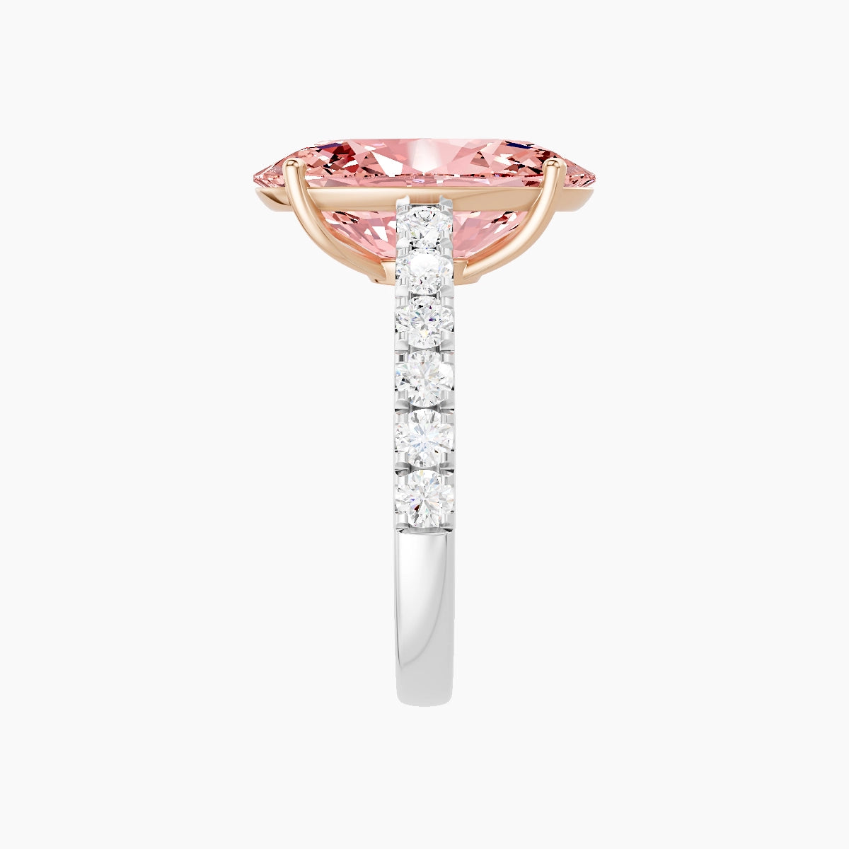 Straight Shank | 18k White & Rose Gold 5 ct Oval Pink Lab Diamond Ring