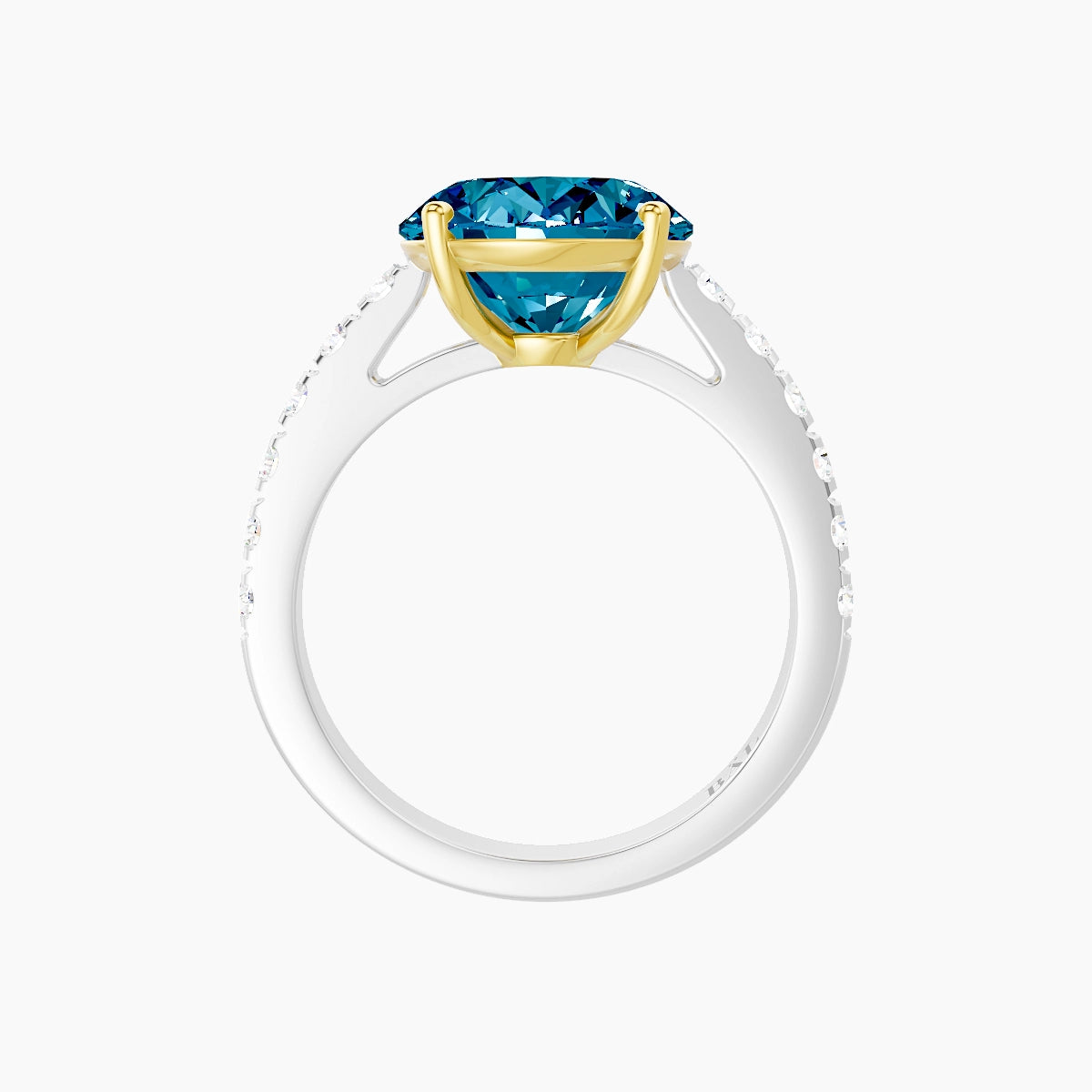 Straight Shank | 18k White & Yellow Gold 5 ct Oval Blue Lab Diamond Ring