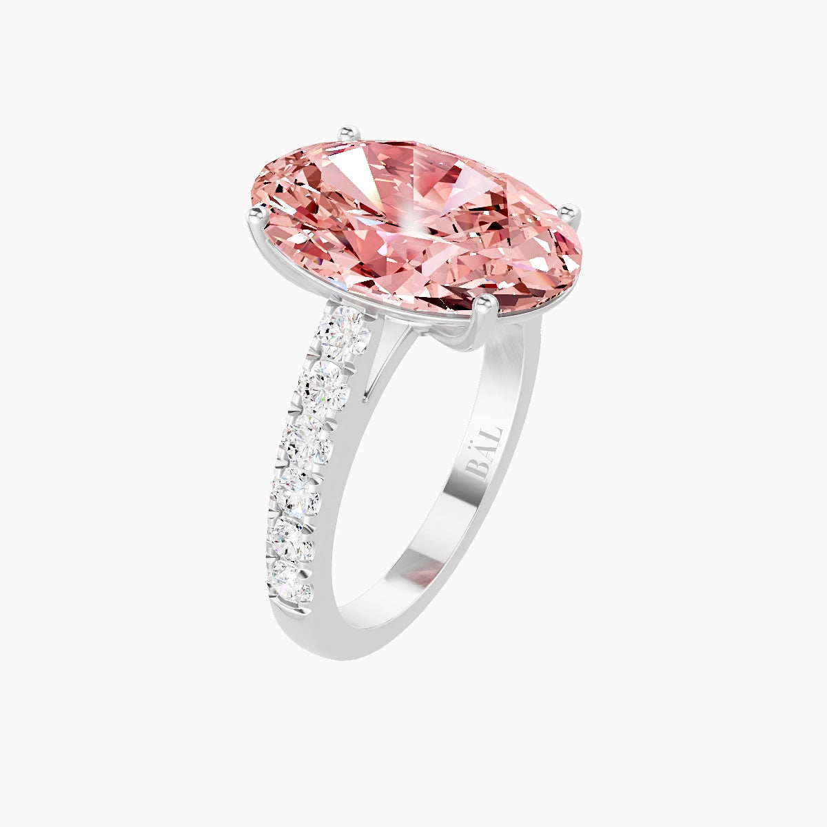 Straight Shank | 18k White Gold 5 ct Oval Pink Lab Diamond Ring