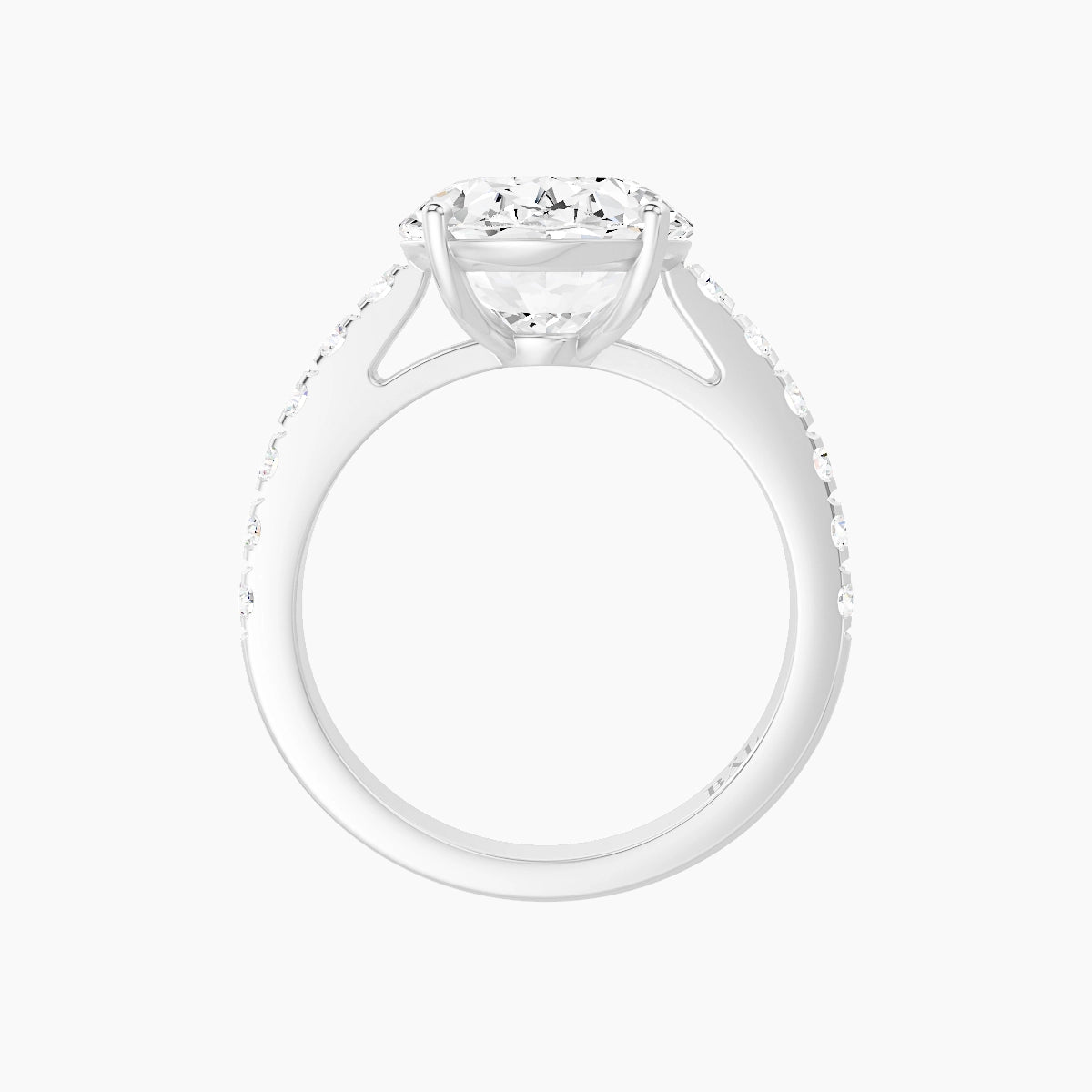 Straight Shank | 18k White Gold 5 ct Oval White Lab Diamond Ring