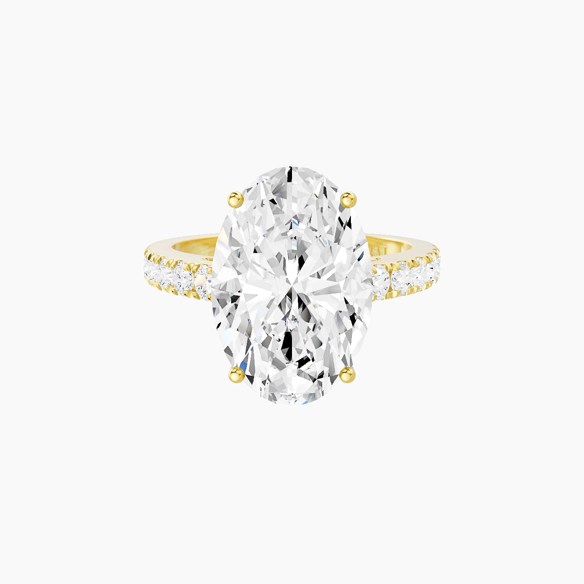 Straight Shank | 18k Yellow Gold 5 ct Oval White Lab Diamond Ring