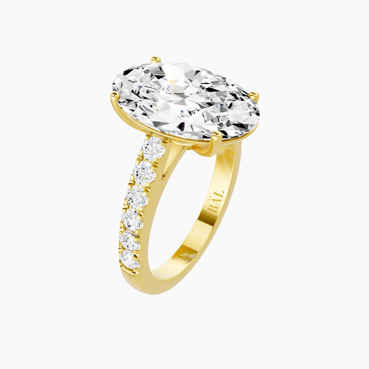 Straight Shank | 18k Yellow Gold 5 ct Oval White Lab Diamond Ring