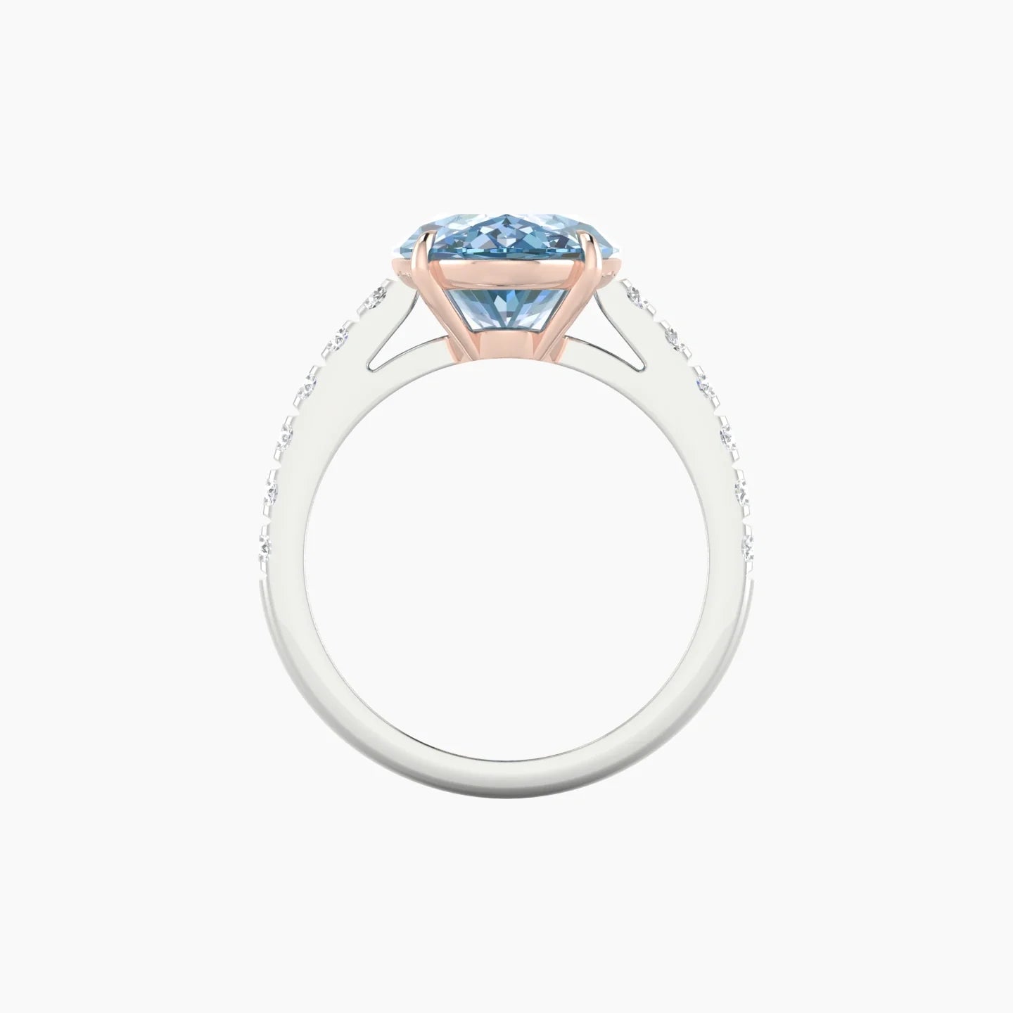 Straight Shank | 18k White & Rose Gold 5 ct Oval Cut Ring