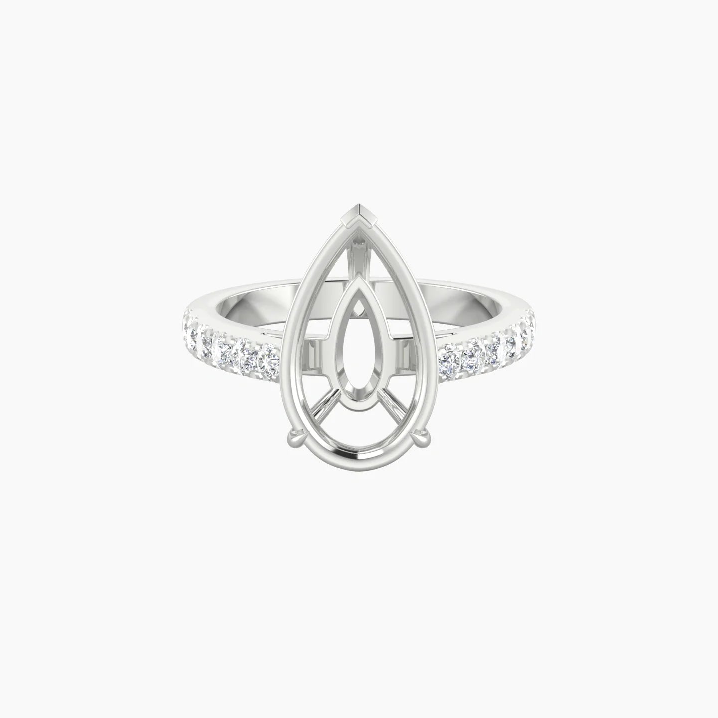 Straight Shank | 18k White Gold 5-7.99 ct Pear Cut Ring Setting