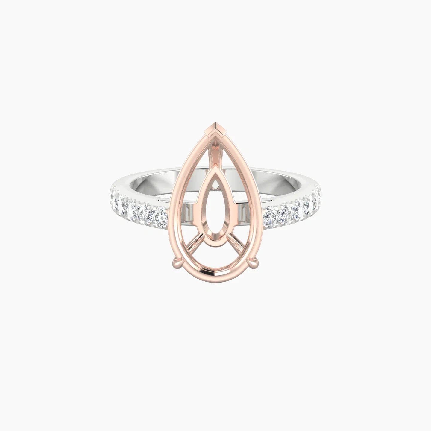 Straight Shank | 18k White & Rose Gold 5-7.99 ct Pear Cut Ring Setting