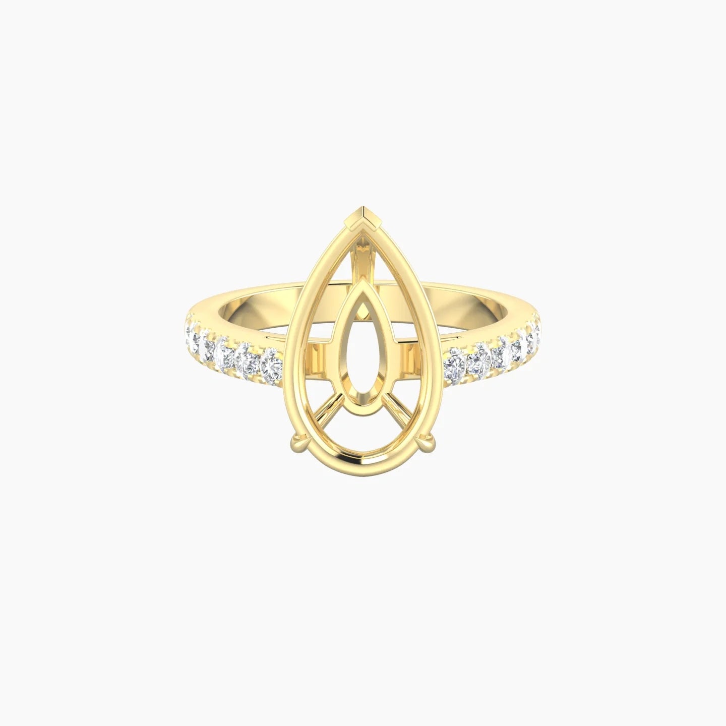 Straight Shank | 18k Yellow Gold 5-7.99 ct Pear Cut Ring Setting