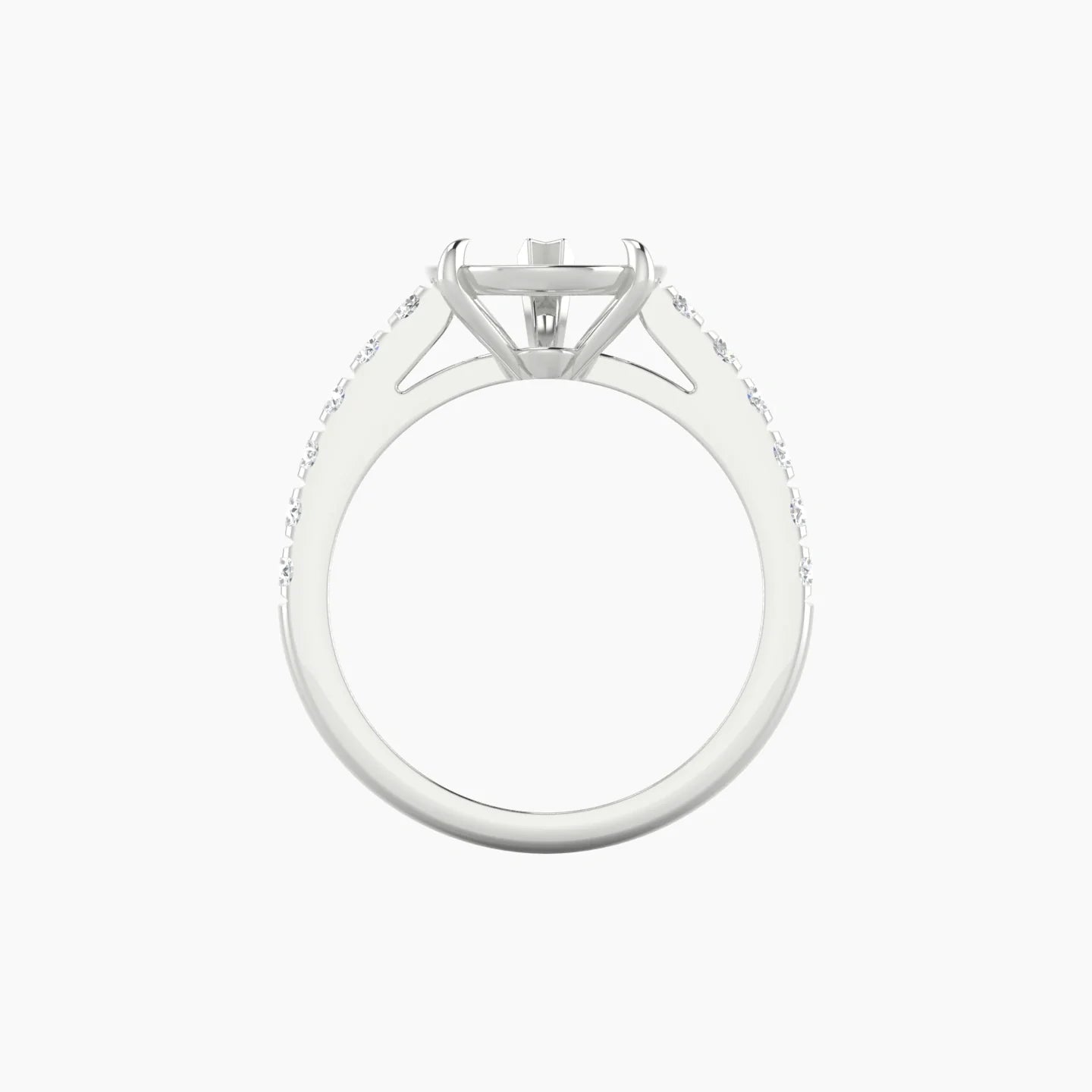 Straight Shank | 18k White Gold 5-7.99 ct Pear Cut Ring Setting