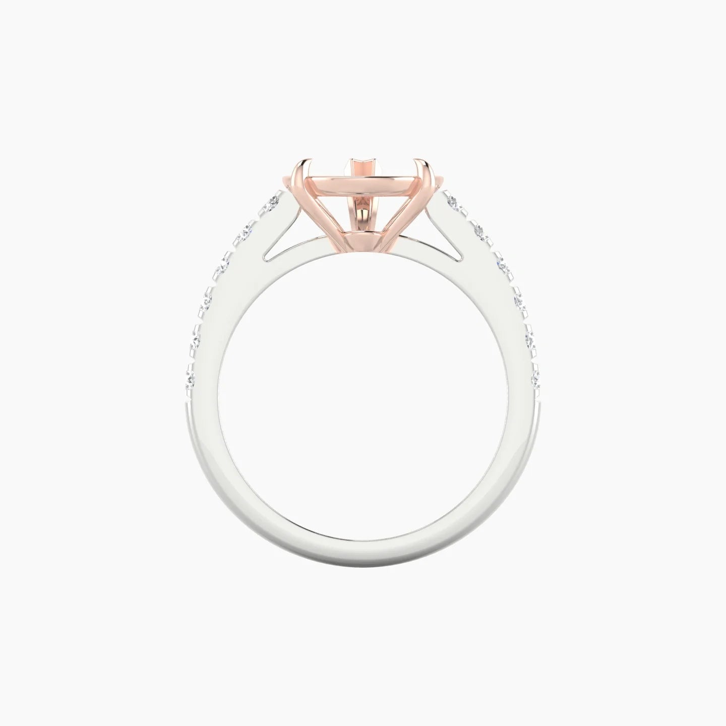 Straight Shank | 18k White & Rose Gold 5-7.99 ct Pear Cut Ring Setting