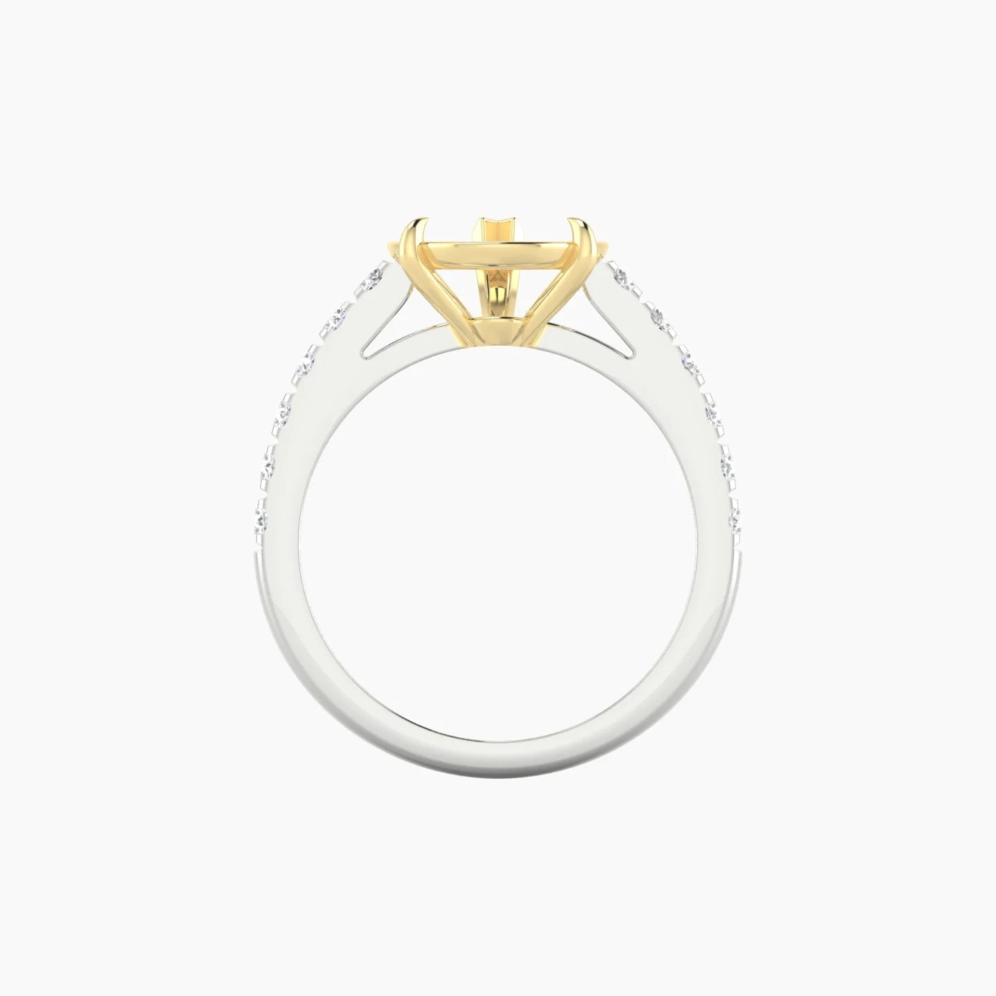 Straight Shank | 18k White & Yellow Gold 5-7.99 ct Pear Cut Ring Setting