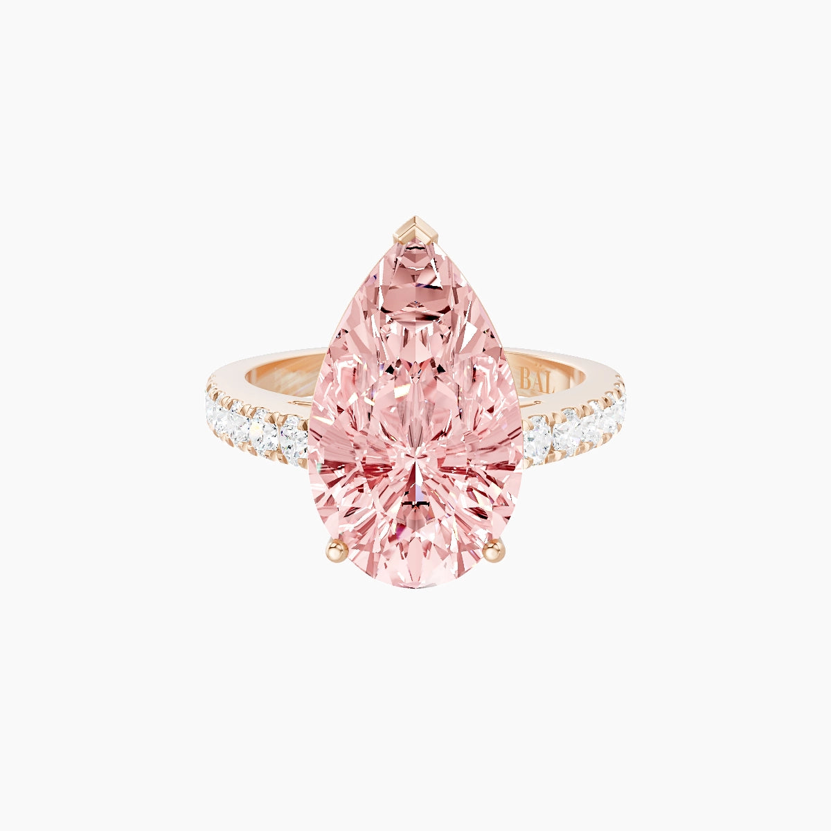 Straight Shank | 18k Rose Gold 5 ct Pear Pink Lab Diamond Ring