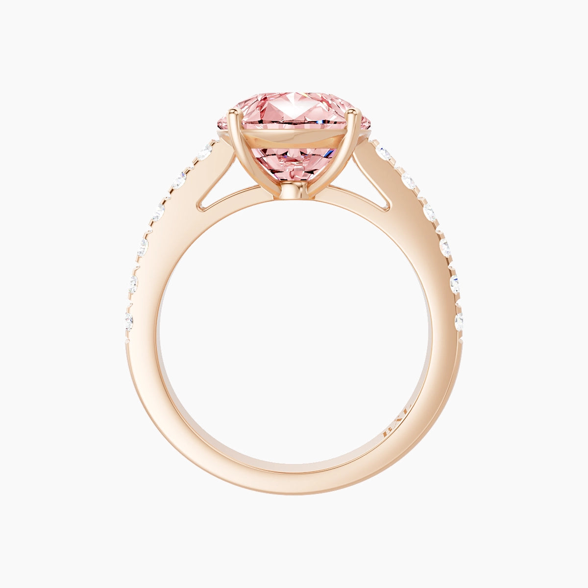 Straight Shank | 18k Rose Gold 5 ct Pear Pink Lab Diamond Ring