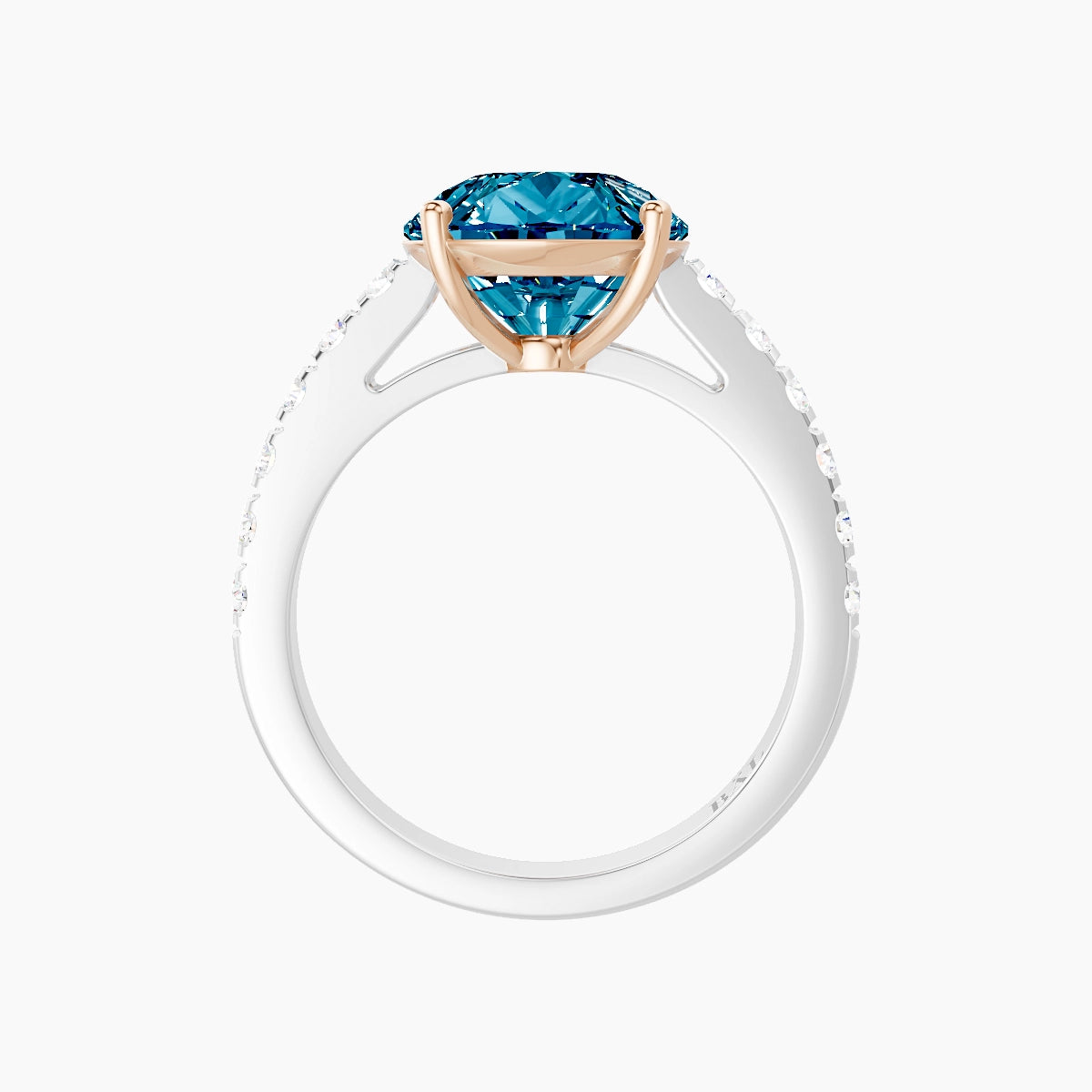 Straight Shank | 18k White & Rose Gold 5 ct Pear Blue Lab Diamond Ring