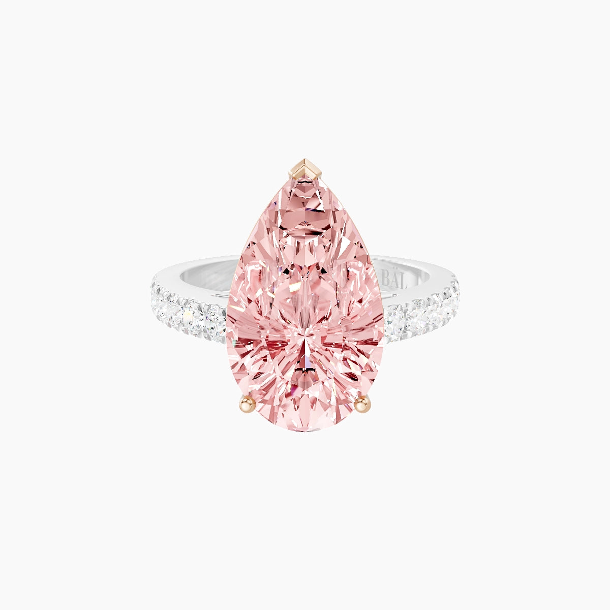Straight Shank | 18k White & Rose Gold 5 ct Pear Pink Lab Diamond Ring