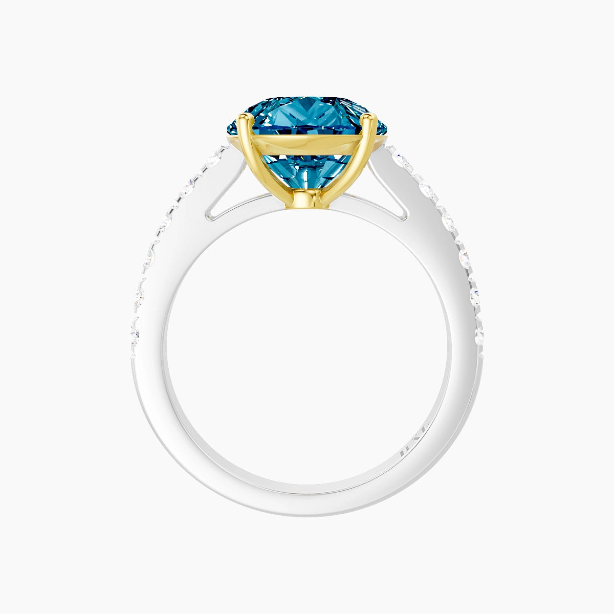 Straight Shank | 18k White & Yellow Gold 5 ct Pear Blue Lab Diamond Ring