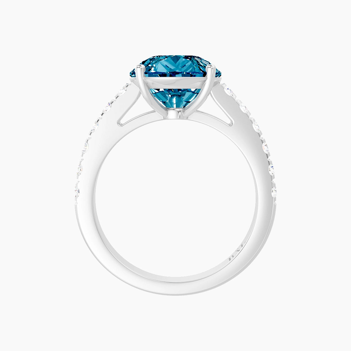 Straight Shank | 18k White Gold 5 ct Pear Blue Lab Diamond Ring