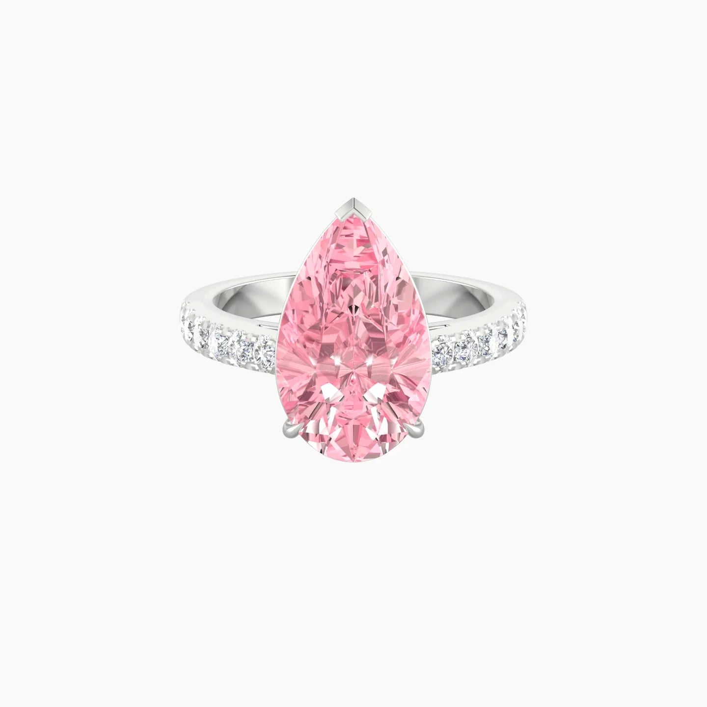 Straight Shank | 18k White Gold 5 ct Pear Cut Ring