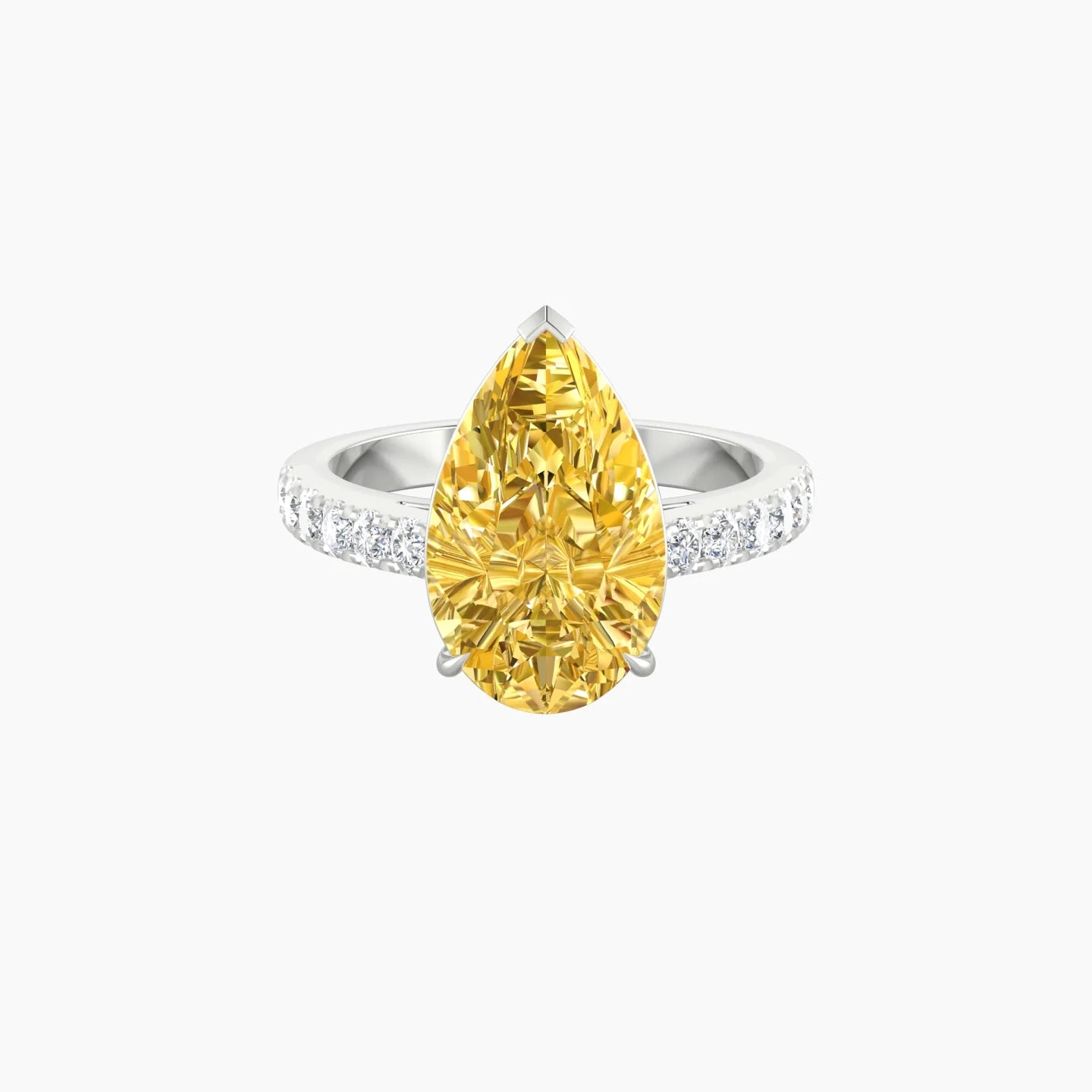 Straight Shank | 18k White Gold 5 ct Pear Cut Ring