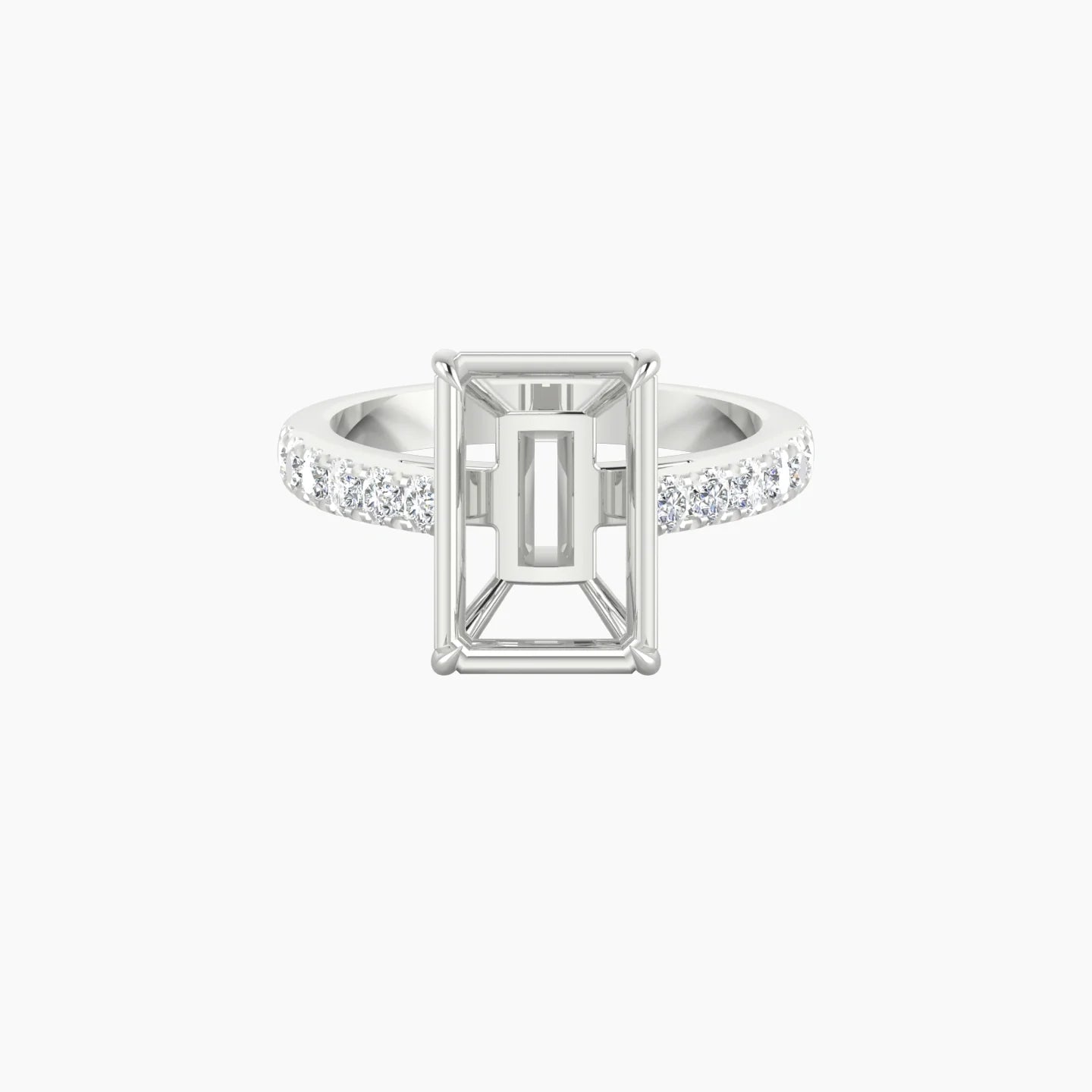 Straight Shank | 18k White Gold 5-7.99 ct Radiant Cut Ring Setting