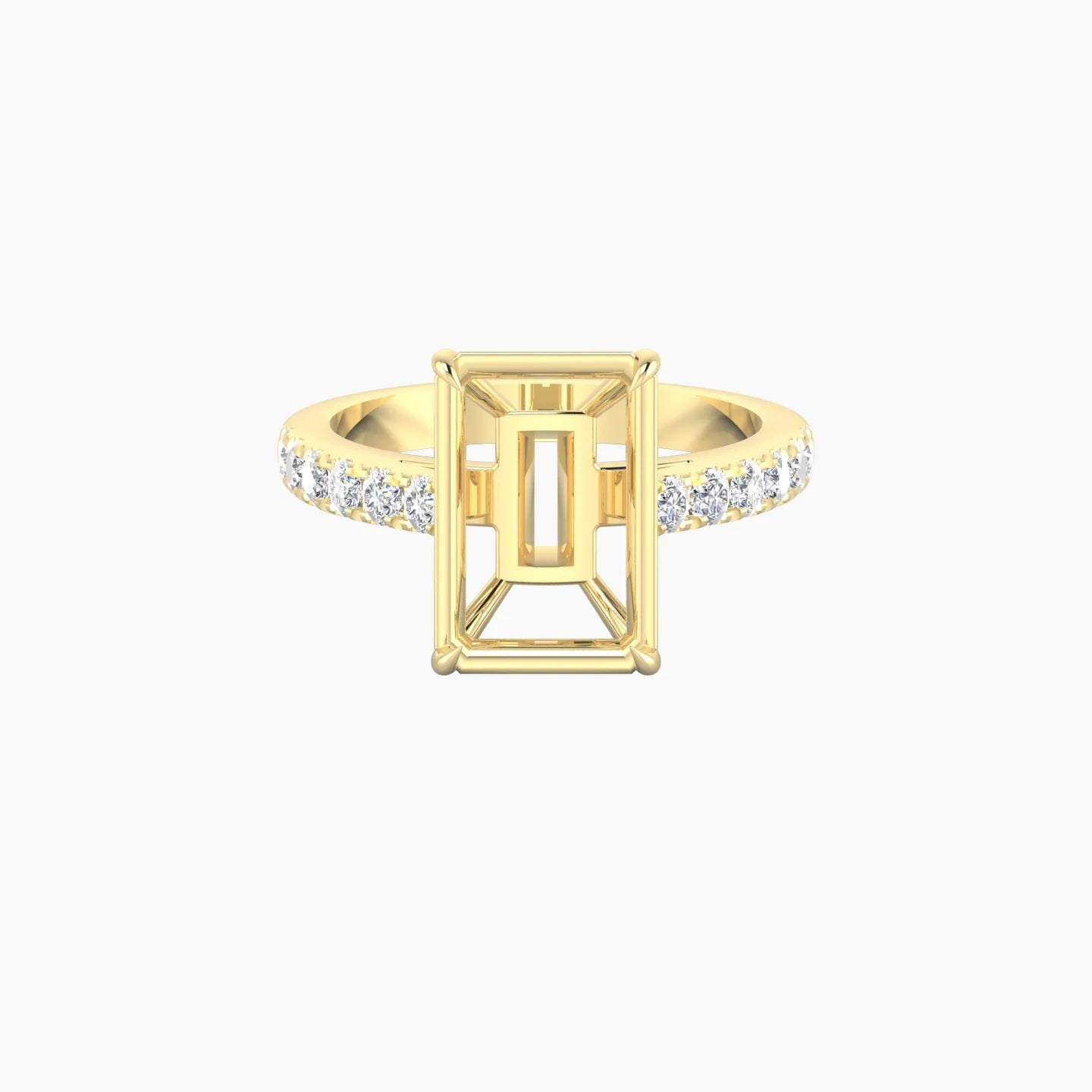 Straight Shank | 18k Yellow Gold 5-7.99 ct Radiant Cut Ring Setting