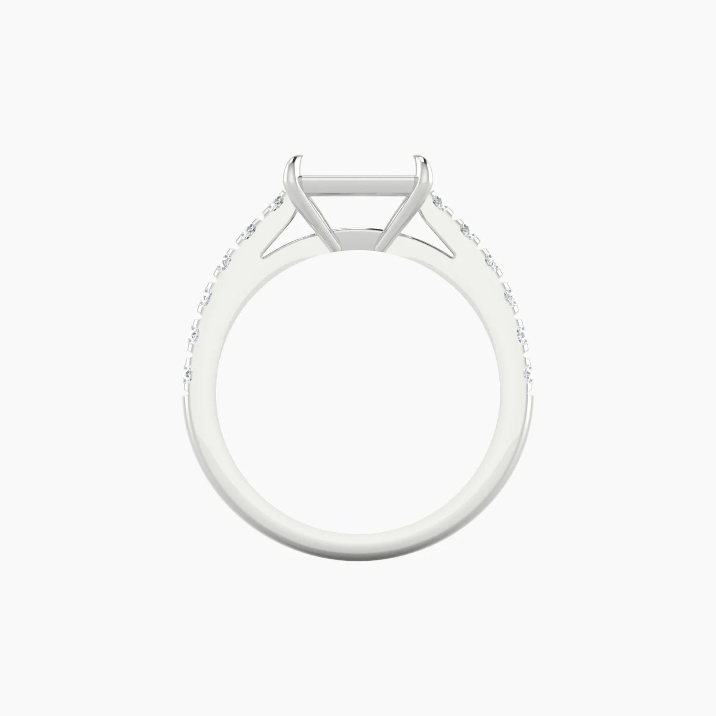 Straight Shank | 18k White Gold 5-7.99 ct Radiant Cut Ring Setting
