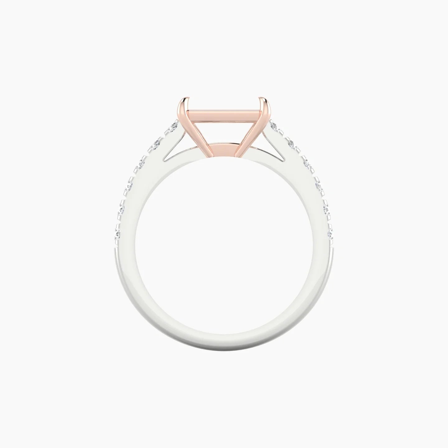 Straight Shank | 18k White & Rose Gold 5-7.99 ct Radiant Cut Ring Setting