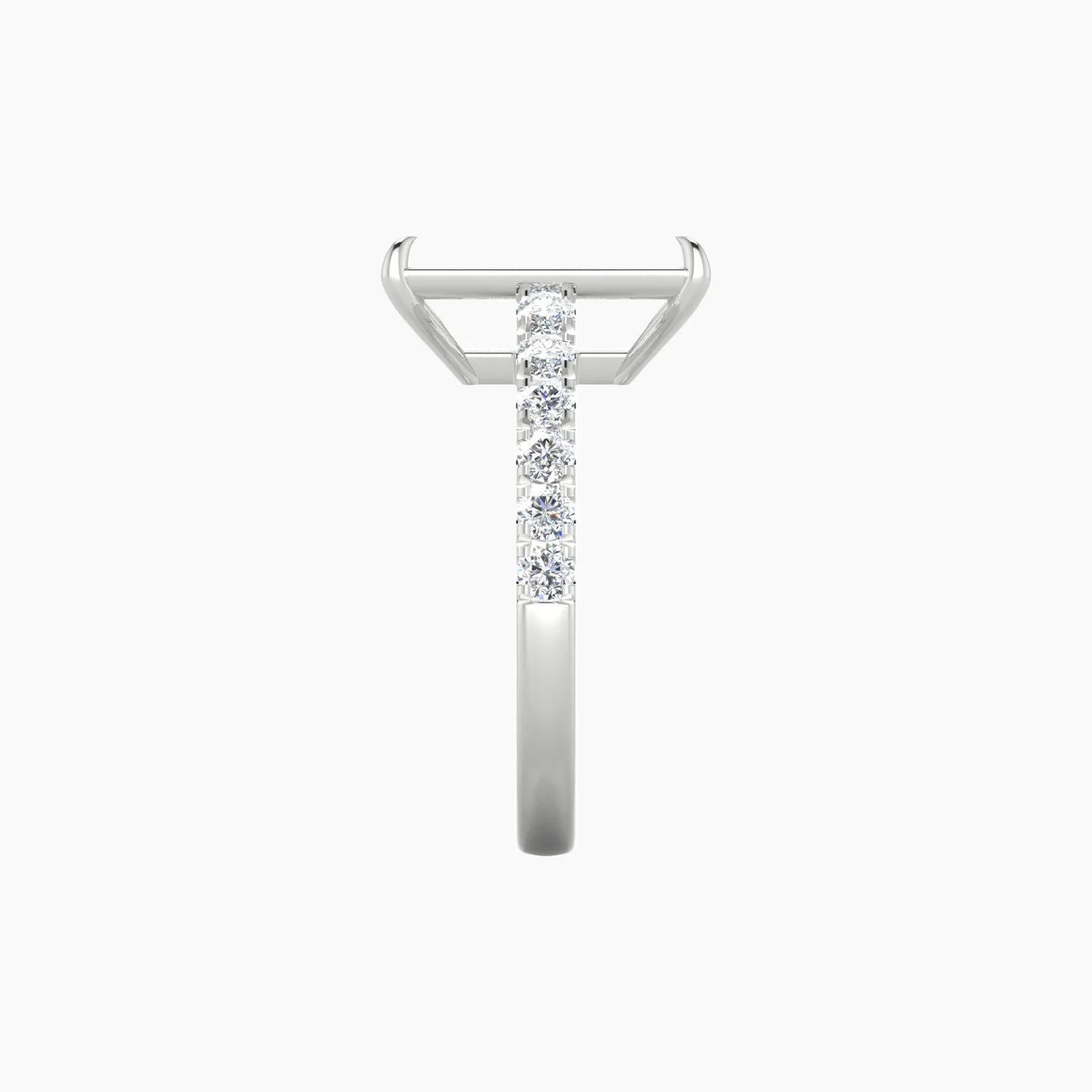 Straight Shank | 18k White Gold 5-7.99 ct Radiant Cut Ring Setting