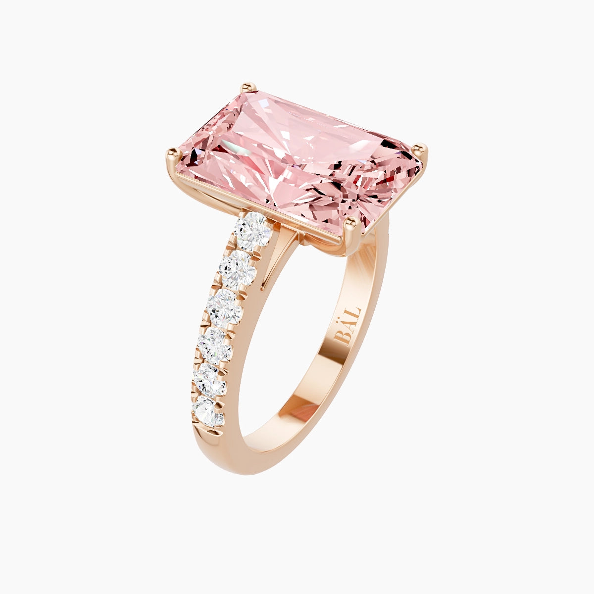 Straight Shank | 18k Rose Gold 5 ct Radiant Pink Lab Diamond Ring