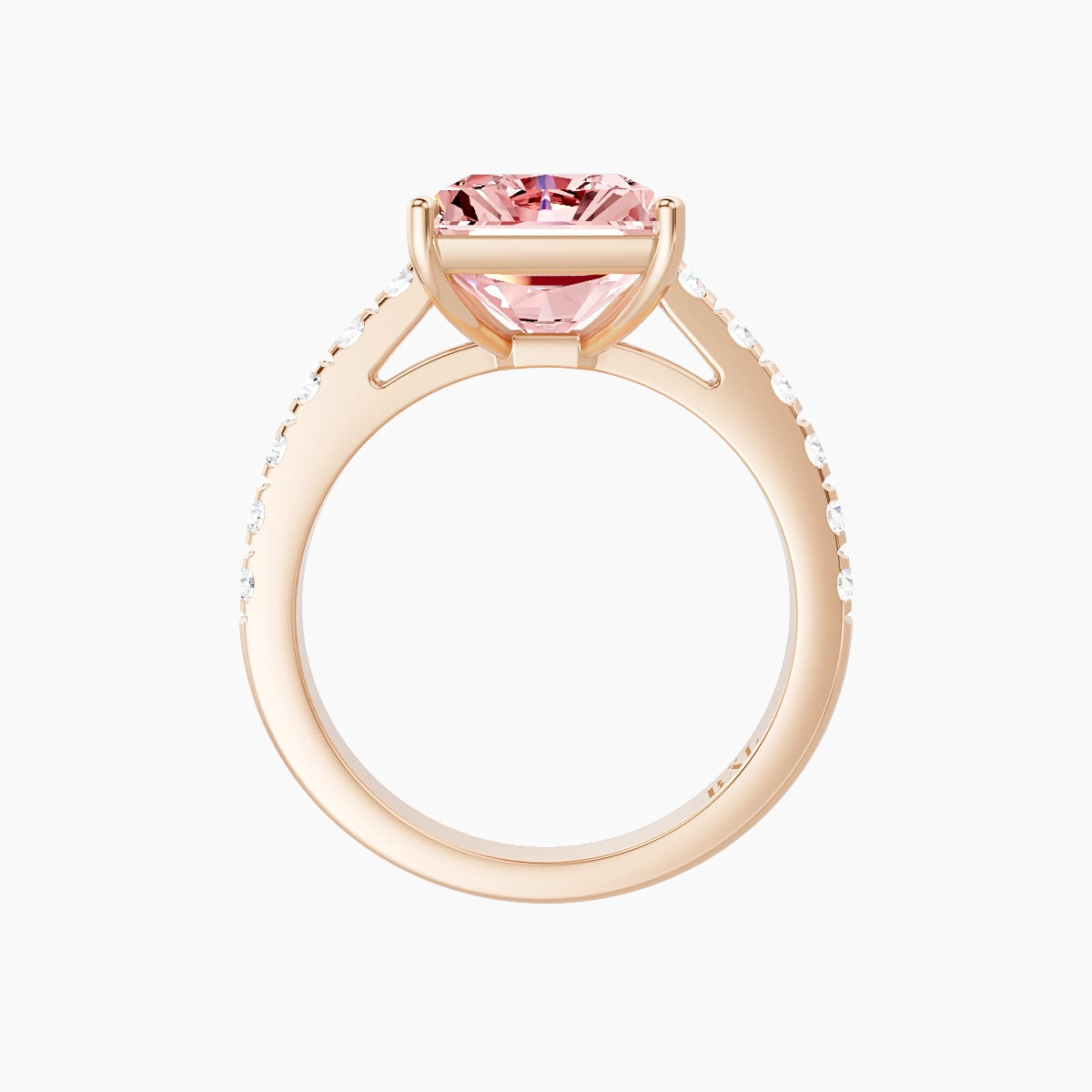 Straight Shank | 18k Rose Gold 5 ct Radiant Pink Lab Diamond Ring