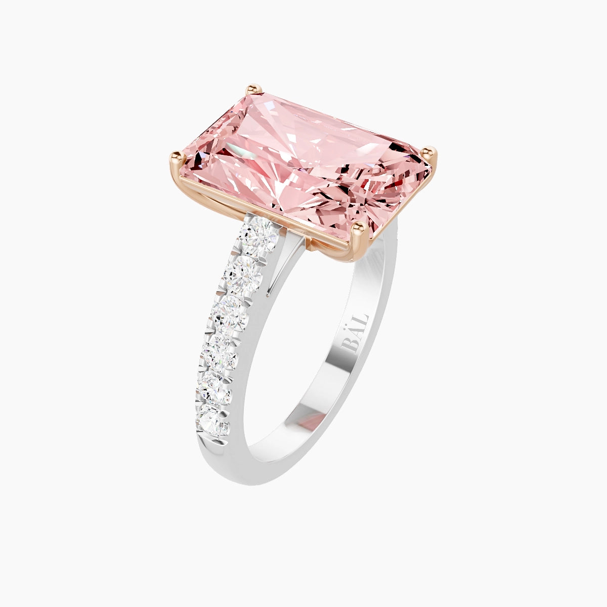 Straight Shank | 18k White & Rose Gold 5 ct Radiant Pink Lab Diamond Ring