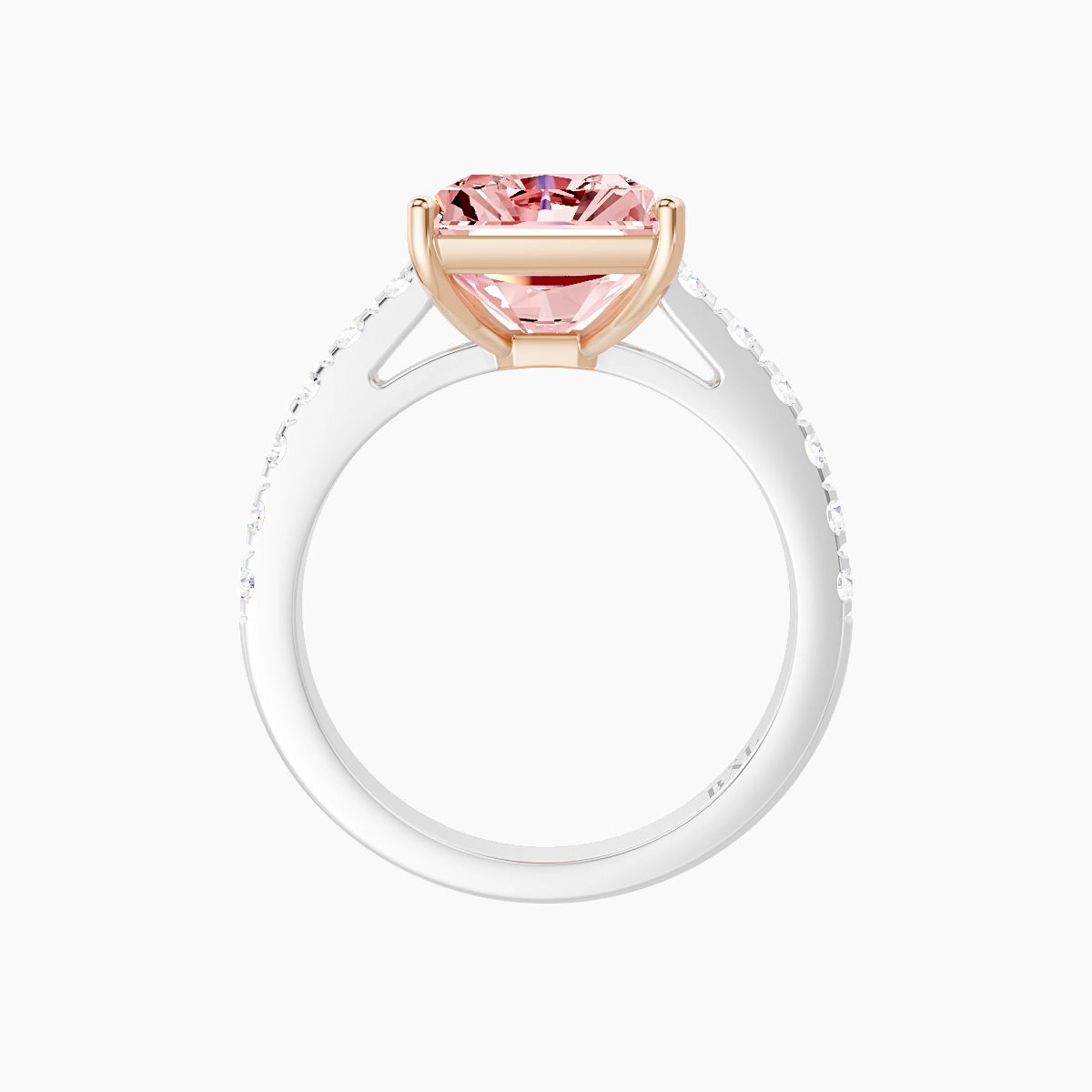 Straight Shank | 18k White & Rose Gold 5 ct Radiant Pink Lab Diamond Ring