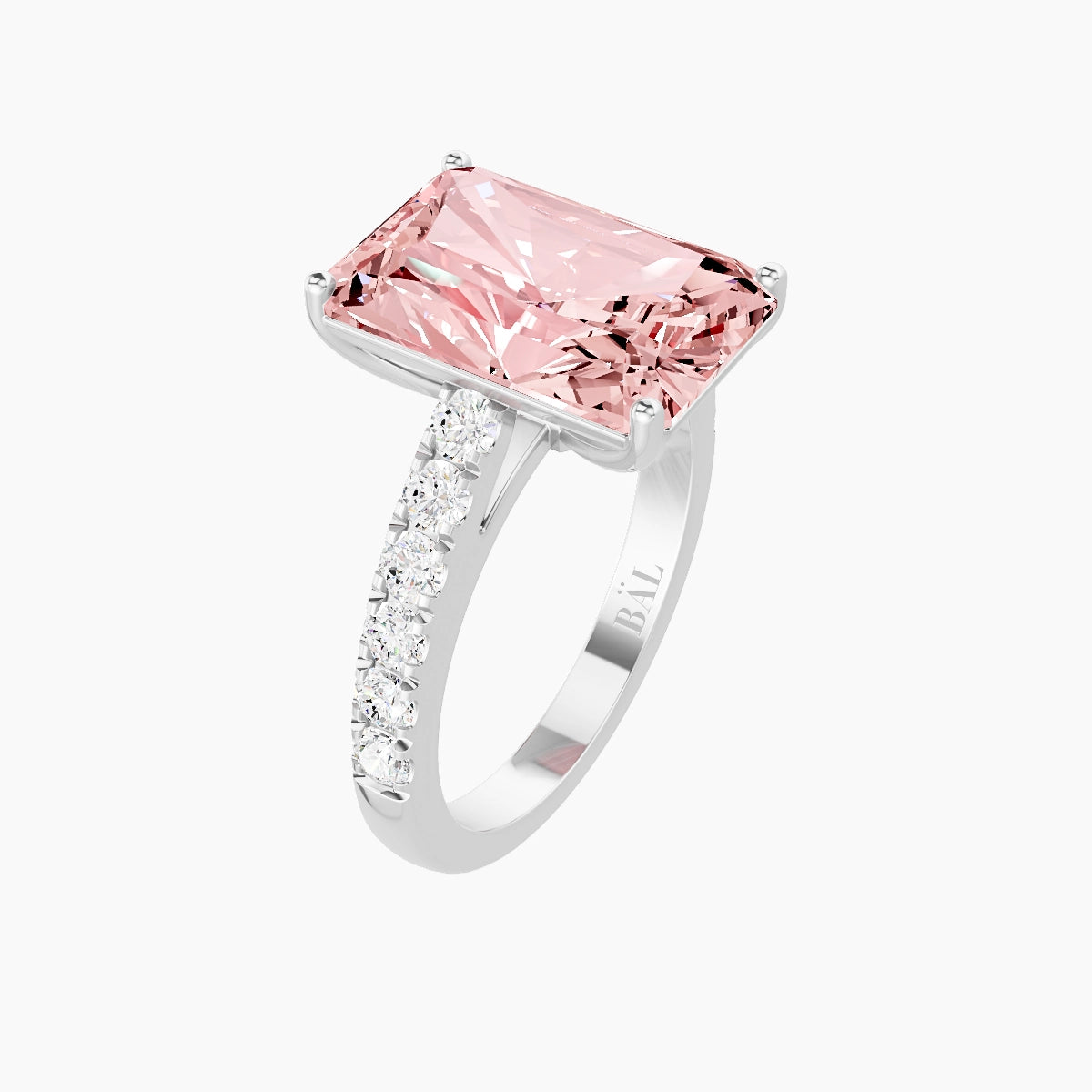Straight Shank | 18k White Gold 5 ct Radiant Pink Lab Diamond Ring