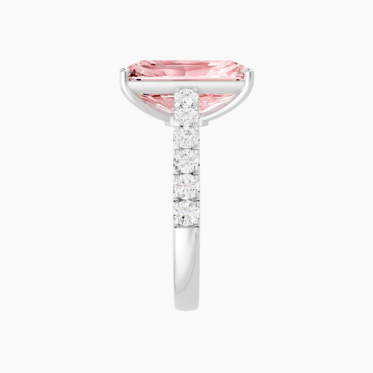 Straight Shank | 18k White Gold 5 ct Radiant Pink Lab Diamond Ring