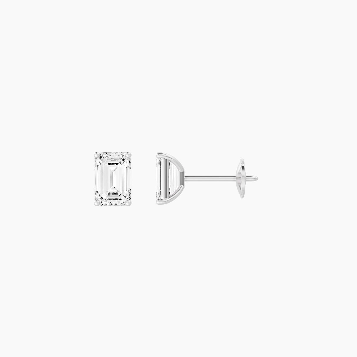 18k White Gold 1ct Emerald White Lab Diamond Stud Earrings
