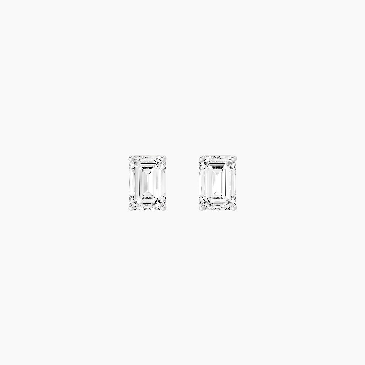 18k White Gold 1ct Emerald White Lab Diamond Stud Earrings