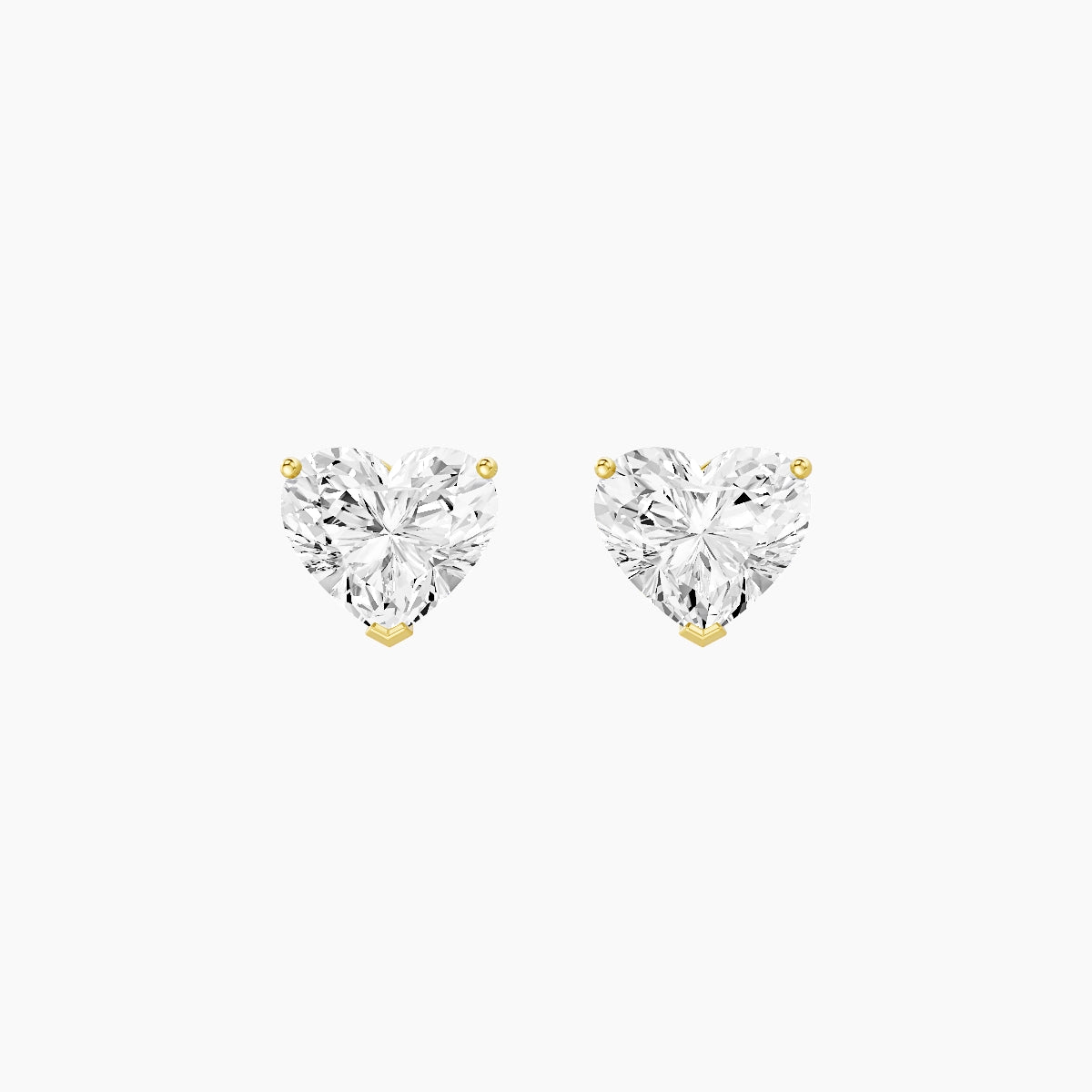 18k Yellow Gold 2ct Heart White Lab Diamond Stud Earrings