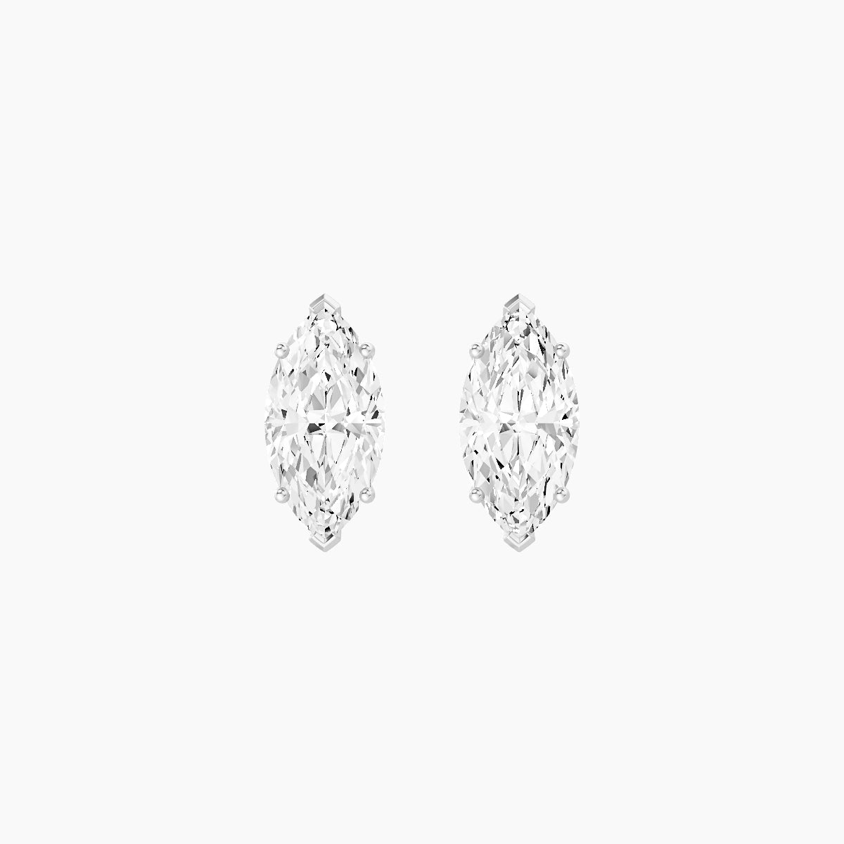 18k White Gold 2ct Marquise White Lab Diamond Stud Earrings