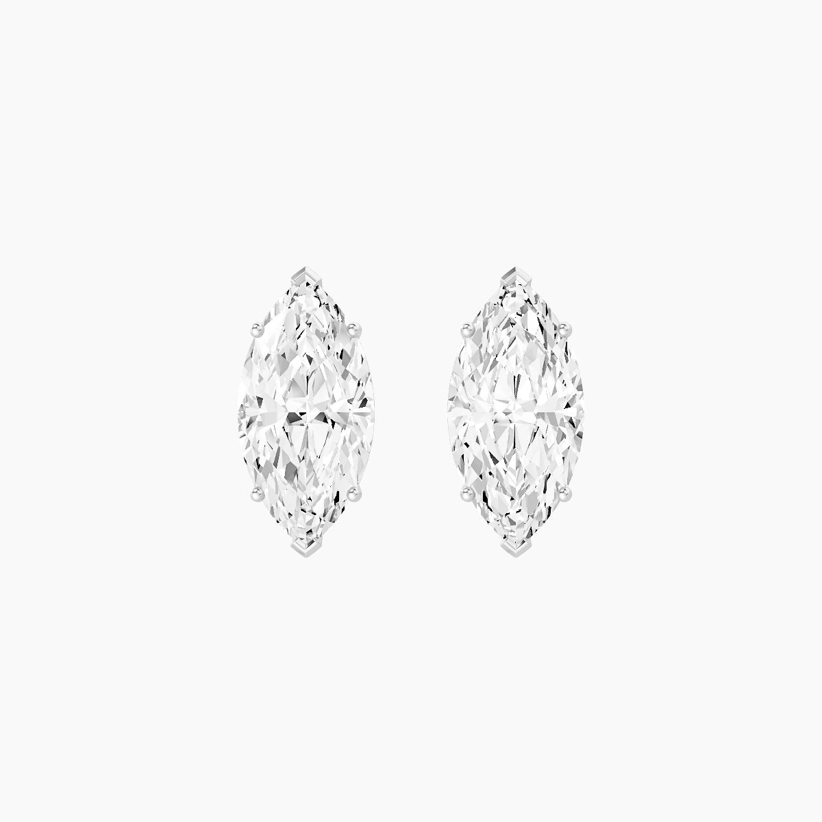 18k White Gold 3ct Marquise White Lab Diamond Stud Earrings