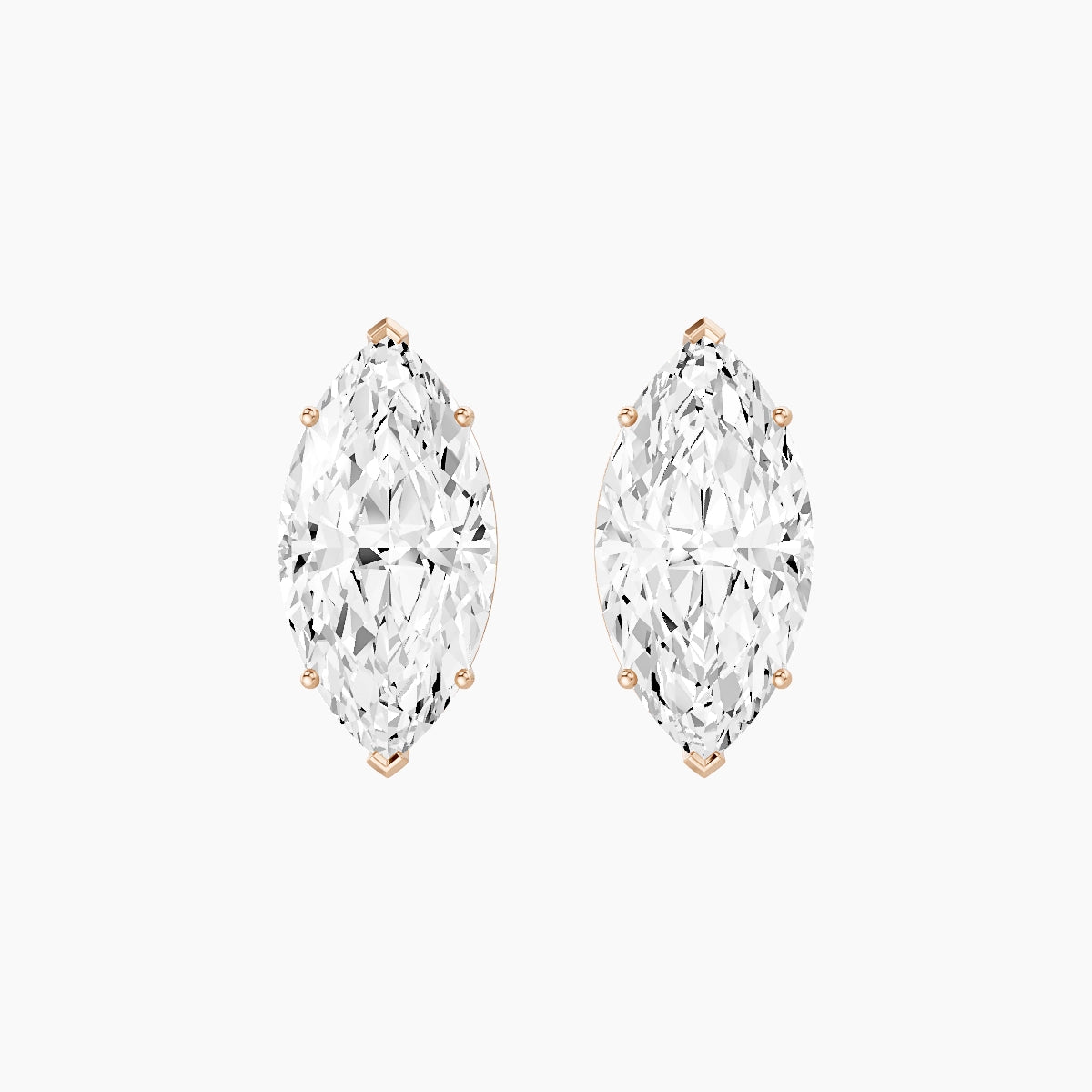 18k Rose Gold 5ct Marquise White Lab Diamond Stud Earrings