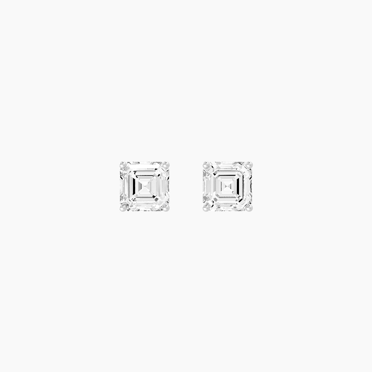 18k White Gold 1ct Asscher White Lab Diamond Stud Earrings