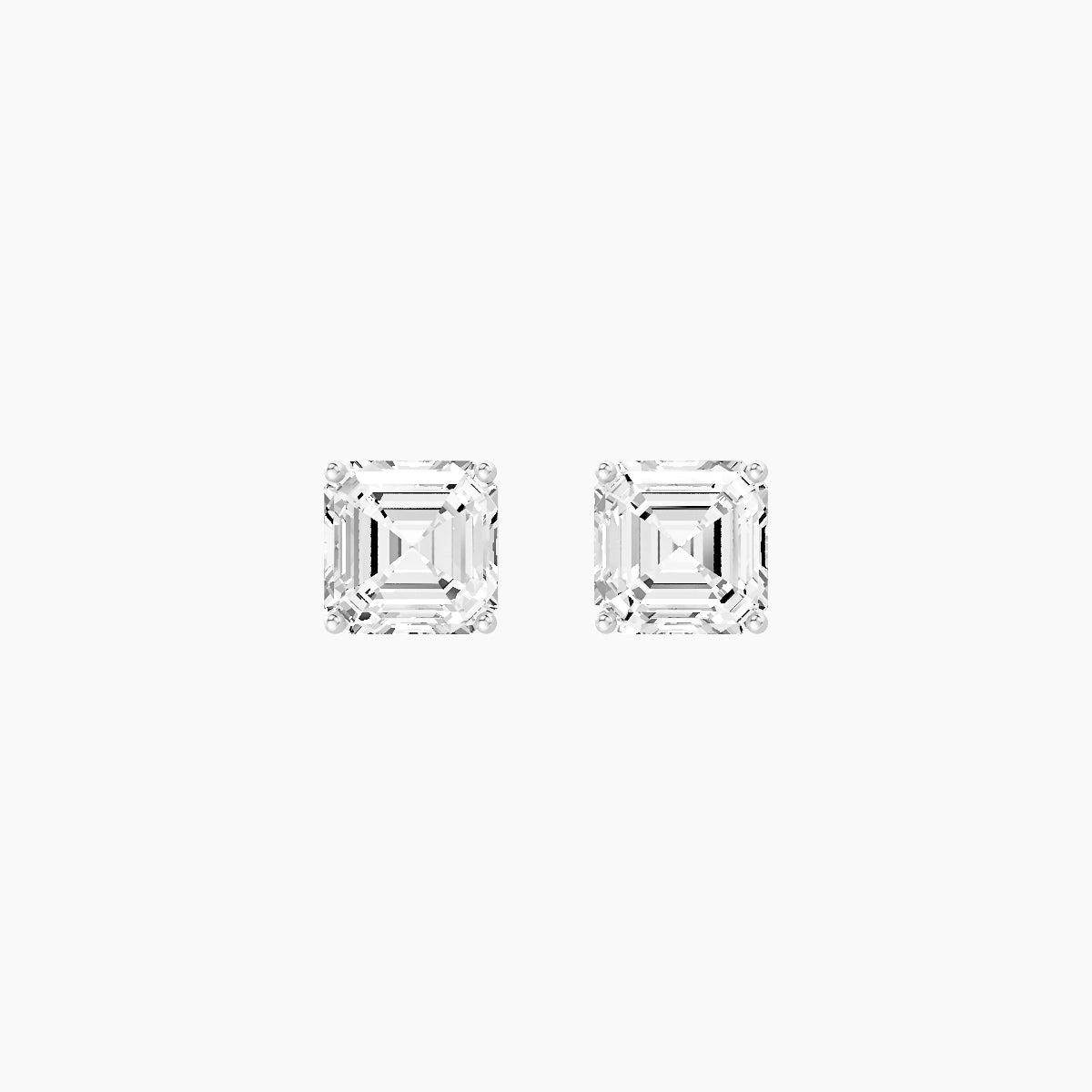 18k White Gold 2ct Asscher White Lab Diamond Stud Earrings