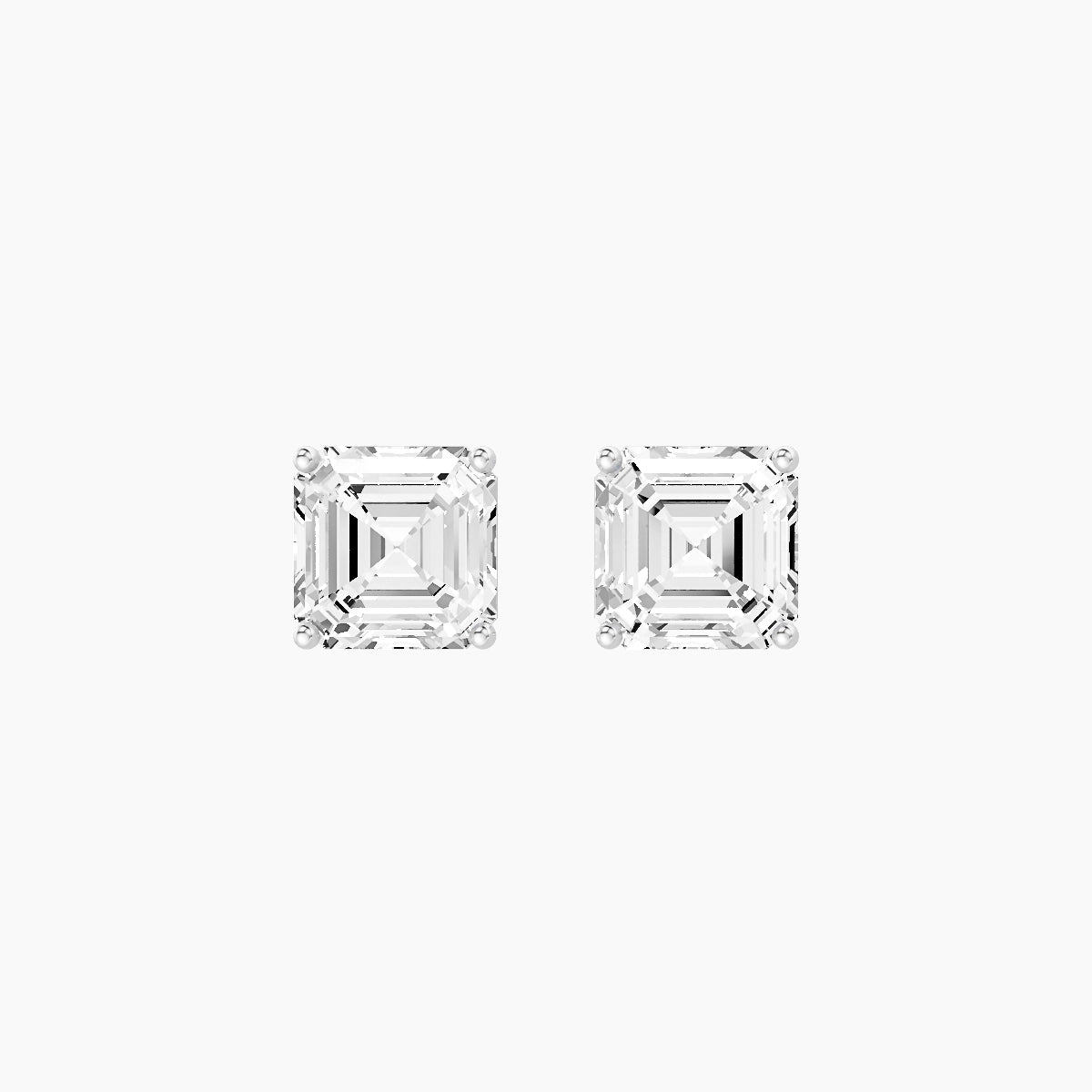 18k White Gold 3ct Asscher White Lab Diamond Stud Earrings