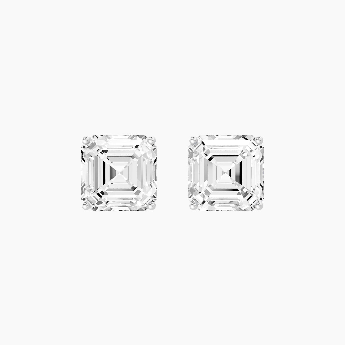 18k White Gold 5ct Asscher White Lab Diamond Stud Earrings