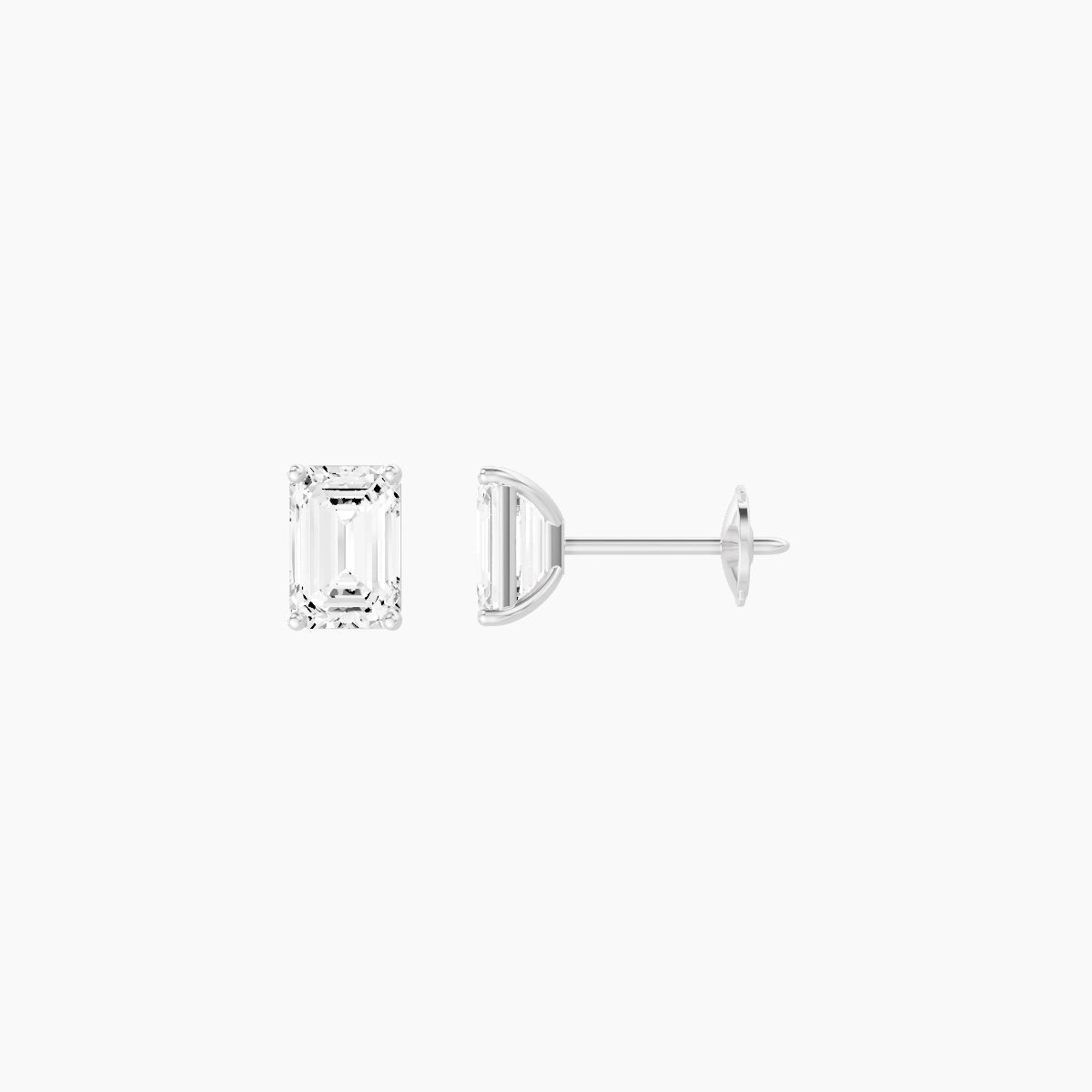 18k White Gold 1ct Emerald White Lab Diamond Stud Earrings