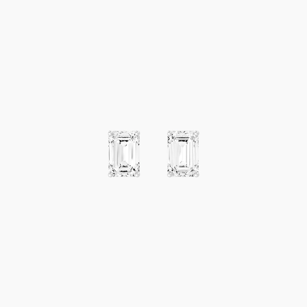 18k White Gold 1ct Emerald White Lab Diamond Stud Earrings