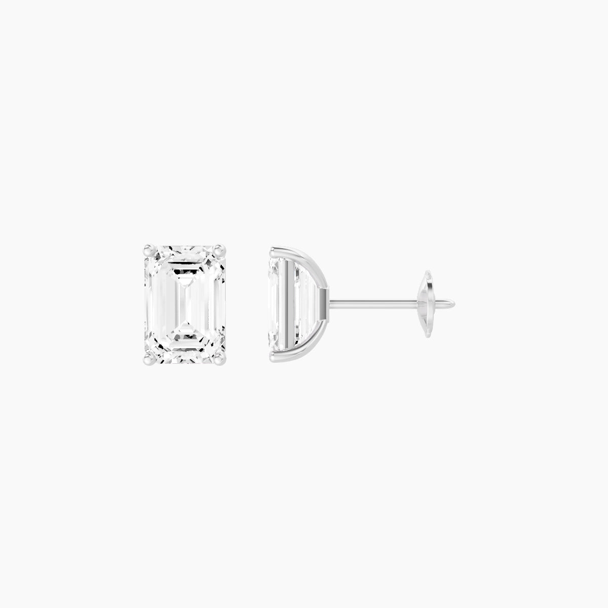 18k White Gold 2ct Emerald White Lab Diamond Stud Earrings