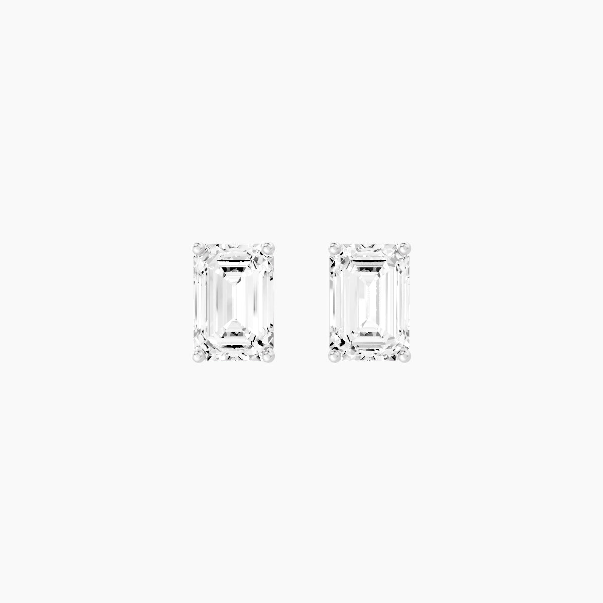 18k White Gold 2ct Emerald White Lab Diamond Stud Earrings