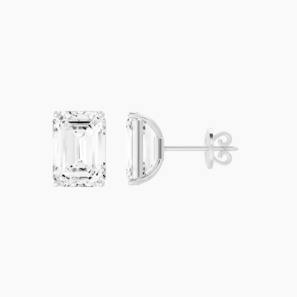 18k White Gold 5ct Emerald White Lab Diamond Stud Earrings