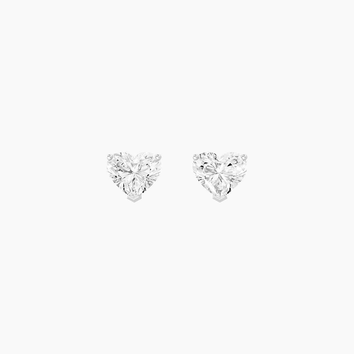 18k White Gold 1ct Heart White Lab Diamond Stud Earrings
